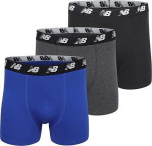 Мужские боксеры-трусы New Balance Velocity Cotton, легкие, дышащие, без лифчиков (3 шт.), Black/Blue/Dark Heather