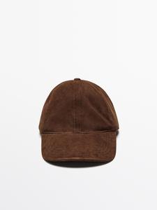 Кепка из спилковой кожи Massimo Dutti, коричневый
