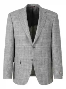 Жакет в клетку с лацканами с вырезом Canali, серый