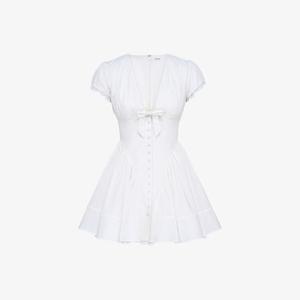 Платье мини House Of Cb Emiliana из стрейч-хлопка с глубоким вырезом, белый