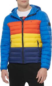 Мужская водонепроницаемая куртка-пуховик с наполнителем Ultra Loft и капюшоном от Tommy Hilfiger, Blue Multi Colorblock