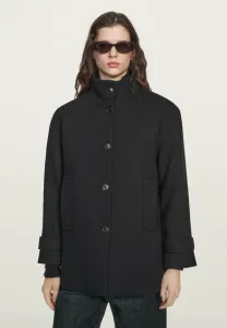 Классическое пальто с высоким воротником и застежкой на пуговицы. Massimo Dutti, Black