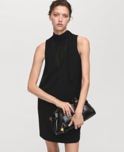 Женское короткое платье с бантом и вырезом MANGO, Black