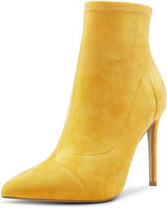 Женские ботильоны на высоком каблуке Castamere, без застежки, с заостренным носком, эластичные ботинки-стилет, классические базовые ботинки с каблуком 10 см, Yellow Suede
