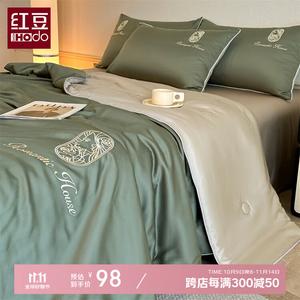 Red Bean Home Textiles Летнее одеяло 180х220 см, 3 предмета (одеяло + 2 наволочки), цвет Cat Eye Green + Cinnamon Tea