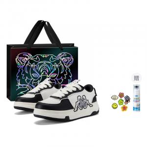 Kappa Панда принт противоскользящие износостойкие низкие кеды для скейтбординга унисекс белый черный - белый (сумка для покупок + шнурки), цвет White (Shopping Bag+Shoelace)