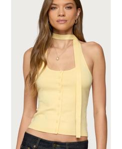Женский вязаный топ-халтер из двух частей Edikted, Yellow