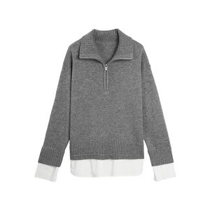 ELLE Свитер Women's Light Gray Lapel Moderate Others