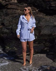 Рубашка свободного кроя с длинными рукавами из поплина Daisy Street x Molly Mcfarlane в синюю полоску