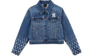 Джинсовая куртка с градиентной монограммой унисекс синего цвета Mlb, синий