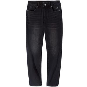 Утепленные флисовые эластичные моющиеся повседневные длинные мягкие дышащие универсальные джинсы мужские CAMEL, черные