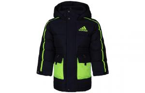 Пуховик Adidas Kids, черный/зеленый