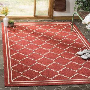 Ковер SAFAVIEH, 275 x 366 см, Washable Outdoor Courtyard Collection, красный и бежевый, не линяет и легко чистится, идеально для патио, заднего двора, прихожей (CY6889-248)
