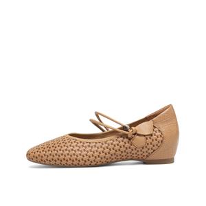 BOERDIQI Женские туфли Мэри Джейн на плоской подошве - желто-коричневые (стельки из овчины), цвет Yellow Brown (Sheepskin Insoles)