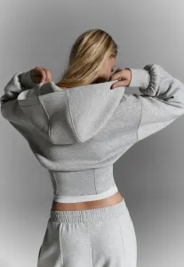 Толстовка с высокой талией и застежкой-молнией Bershka, Dark Grey