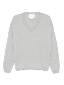 Джемпер с искусственным жемчугом и V-образным вырезом Vanisè, серый