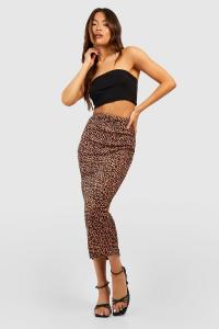 Юбка миди с леопардовым ребриком Boohoo, серый