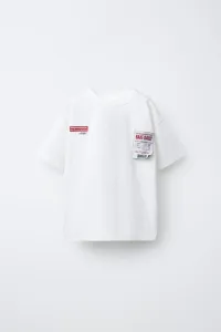 Футболка с принтом в виде хлебных палочек Zara, белый