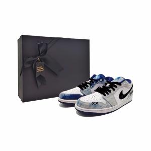 Jordan Износостойкие низкие винтажные баскетбольные кроссовки Air 1, мужские, белые, синие