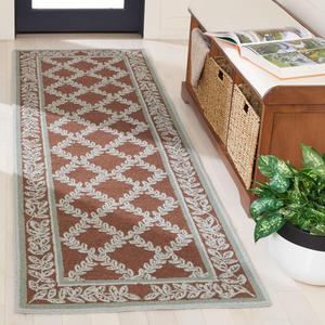 Ковер-дорожка SAFAVIEH, 77 x 244 см, Chelsea Collection, Brown & Blue, ручной работы, французский кантри из шерсти, идеален для помещений с высокой проходимостью в гостиной, спальне (HK230G)