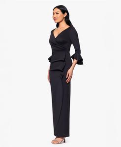 Женское платье-футляр с V-образным вырезом и рукавами 3/4 Betsy & Adam, Black