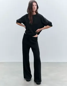 Черные широкие брюки Soft Touch со швом Stradivarius