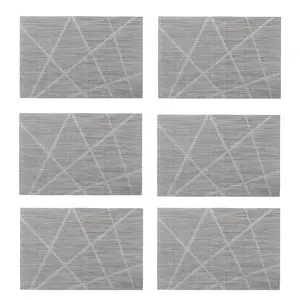 Сервировочные салфетки, стильный узор, 6 шт., пластик, 30 x 45 см Zeller Present, Grau mit hellen Streifen