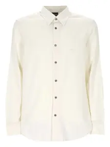 Вышитая рубашка с длинным рукавом EMPORIO ARMANI, белый