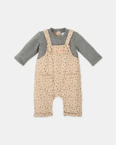 Детский комбинезон-слитник антрацитового и песочного цвета Tutto Piccolo