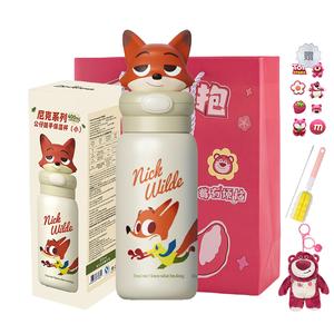 Кружка Lotso Collection Zootopia универсальная термоизолированная из нержавеющей стали 400мл Disney, Nick+Doll Pendant+Shopping Bag[Includes Cup Brush+Straw Brushes+Random 3D Stickers]