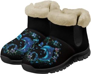 Зимние ботинки Jeiento Dolphin для женщин, теплые, уютные, утепленные слипоны для прогулок, Dolphin Heart