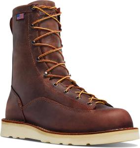 Мужские рабочие ботинки Danner Bull Run 8” - прочная, легкая кожа полного зерна с подошвой из нескользящего клина и стелькой с трехуровневой амортизацией, электропроводящие, коричневый