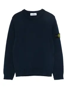 Свитер с нашивкой-компасом Stone Island Junior, синий