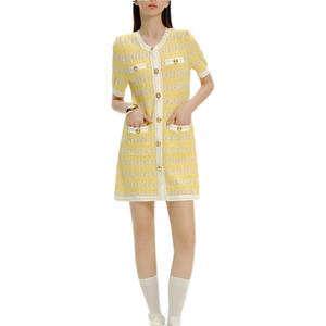 KARL LAGERFELD Желтое платье с короткими рукавами женское KARL LAGERFELD / Karl Lagerfeld Jeans