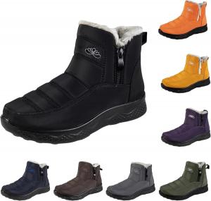 Женские зимние ботинки с меховой подкладкой, водонепроницаемые, с молнией, на молнии, удобные короткие ботильоны для улицы Generic, #A01-Black