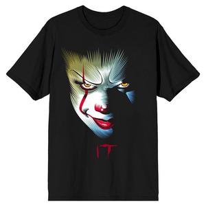 Мужская футболка It 2017 Pennywise Clown Face Licensed Character, черный