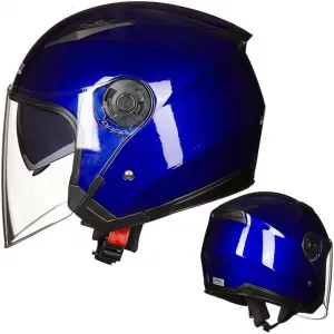 Мотоциклетный шлем Jet Half Helmet Retro Open Motorcycle Helmet для взрослых, 3/4 открытый, с двойным визором, одобрен DOT/ECE, подходит для мужчин и женщин, для скутеров и мотоциклов. Размеры: A, M = 56-58 см NAIQIALUO, a