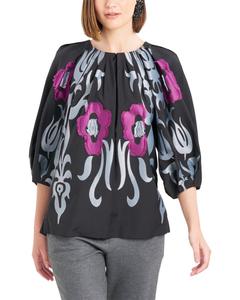 Жаккардовый плиссированный топ Natori Suzani, черный