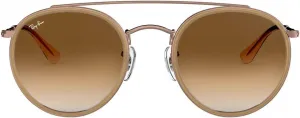 Солнцезащитные очки Ray-Ban Unisex Rb3647n с двойной перемычкой, круглые, Copper/Clear Gradient Brown