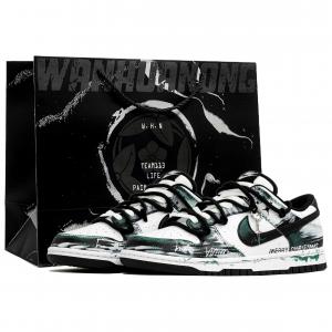 Nike Кроссовки Dunk Wan Hua Nong, Ji Feng Jing, Shopping Bag, устойчивые к истиранию, низкие, для скейтбординга, мужские, черно-белые