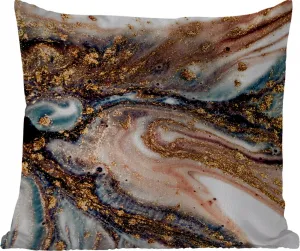 Подушка для улицы - под мрамор - золото - черный - блестящий - шикарный - 50x50 см - водонепроницаемая - подушка для отдыха - удобная - подушка с изображением MuchoWow