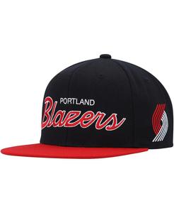 Мужская черная кепка Portland Trail Blazers Hardwood Classics MVP Team Script 2.0 Snapback Mitchell & Ness