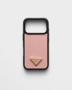Чехол из сафьяновой кожи для iPhone 17 Pro Max Prada, розовый