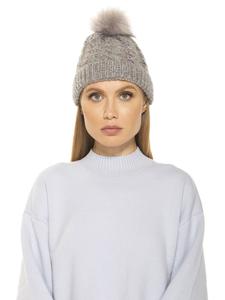 Шапка-бини Angela Cable Knit с помпоном ALEXIA ADMOR, цвет grey multi