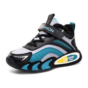 Нескользящие теплые детские кроссовки средней высоты для повседневной носки TONYBEAR, черный/синий