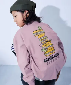 Футболка с длинным рукавом и крупным силуэтом дьявольской лабрадорши, Детская одежда. Размер 26SS Devirock, цвет 011-Burger-Dusty Pink