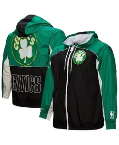 Мужская черная ветровка Boston Celtics Hardwood Classics Big Shot Premium на молнии Mitchell & Ness