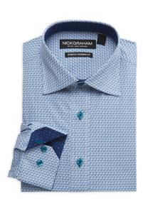 Рубашка-стрейч Modern Fit с геометрическим принтом Nick Graham, цвет Aqua