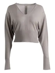 Топ в рубчик с V-образным вырезом Rick Owens, коричневый