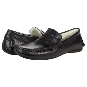 Черные кожаные лоферы Penny с подкладкой из искусственного меха ZAP1037 Massimo Matteo